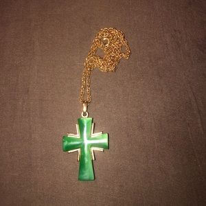 Emerald cross, TRIFARI brand necklace.